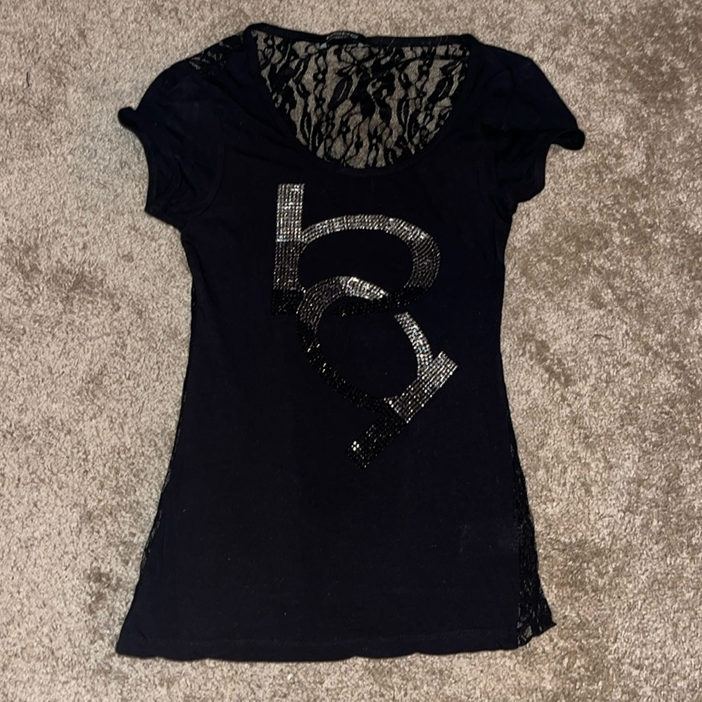 BEBE Sequins Lace Tee